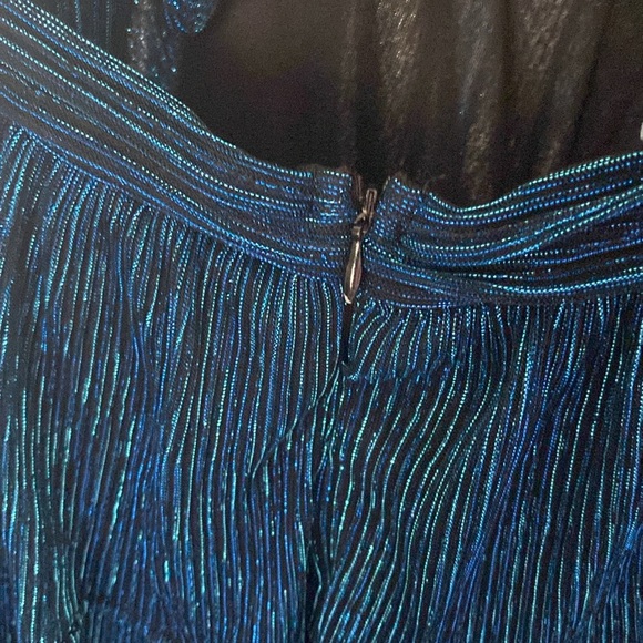 Lulu's Glowing Gorgeous Blue Multi Metallic Tiered Mini Dress Size L ( I - 4 ) - Picture 5 of 10